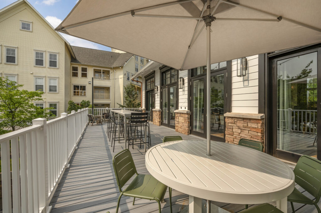 outdoor balcony with seating